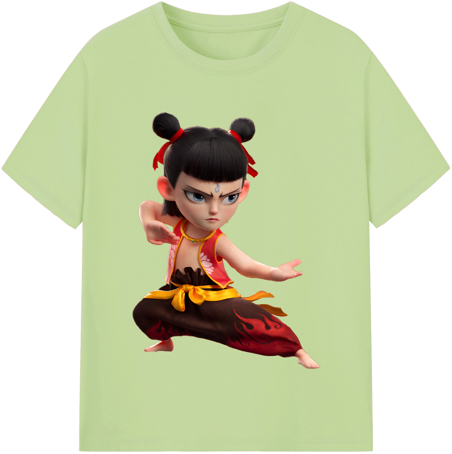 （画像用） Ne Zha 2 ナタ 魔童の大暴れ 綿100％半袖Tシャツ（フロントプリント）